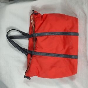 Vera Bradley Peach Purse Gray Straps Striped material Long CrossBody straps